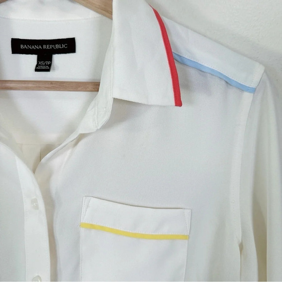 Banana Republic Womens Size Xsmall Color Accents Button Up Blouse Ivory Color - Picture 15 of 16